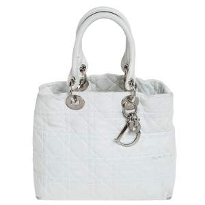 مملوكة مسبقًا Dior White Leather Soft Lady Dior Tote