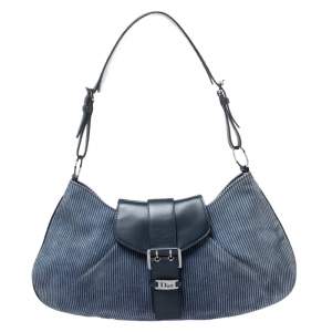 مملوكة مسبقًا Dior Blue Denim Lady's Corduroy Blues Shoulder Bag