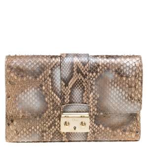 مملوكة مسبقًا Dior Beige/Grey Python Miss Dior Clutch