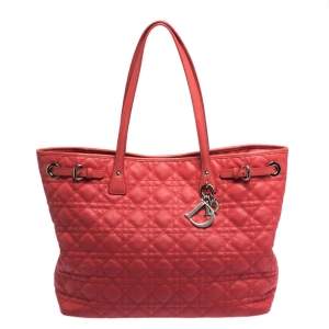 مملوكة مسبقًا Dior Coral Cannage Coated Canvas Medium Panarea Tote