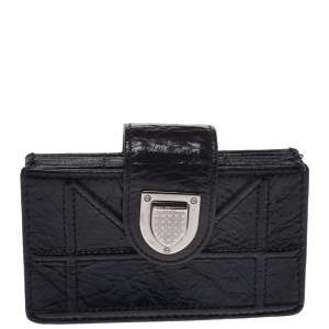 مملوكة مسبقًا  Dior Navy Blue Patent Leather Diorama Gusset Card Holder