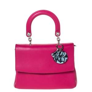 Pre Owned Dior Magenta Leather Be Dior Flap Bag