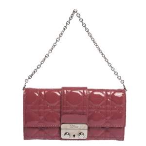 Pre Owned محفظة بسلسلة ديور "نيو لوك" جلد كاناج أرجواني