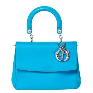 Pre Owned Dior Light Blue Leather Small Be Dior Flap Top Handle Bag