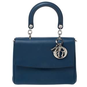 Pre Owned Dior Blue Leather Small Be Dior Flap Top Handle Bag