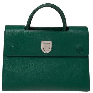 Pre Owned Dior Green Leather Medium Diorever Bag