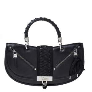 Pre Owned Dior Black Leather Admit It Top Handle Bag