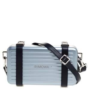 Christian Dior x Rimowa Two Tone Blue Aluminum and Leather Personal Clutch Bag