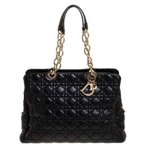 Pre Owned Dior Black Cannage Leather Soft Lady Dior Shopper Tote