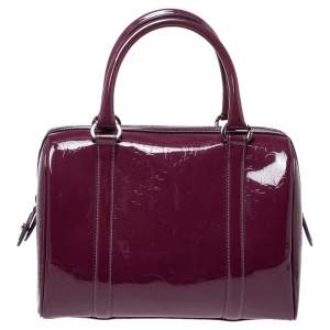 Dior Purple Monogram Patent Leather Boston Bag