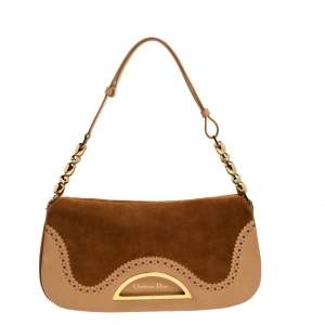 مملوكة مسبق�ًا Dior Brown Suede and Leather Wingtip Malice Shoulder Bag