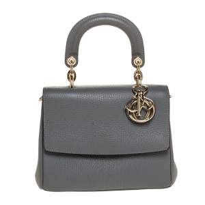 Pre Owned Dior Grey Leather Mini Be Dior Top Handle Bag