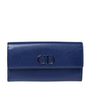 Pre Owned Dior Blue Patent Leather Mania Rendez-Vous Wallet on Chain