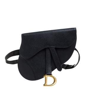 مملوكة مسبقًا Dior Black Leather Saddle Belt Bag