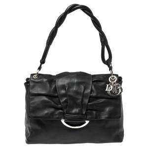 Dior Black Soft Leather Demi Lune Shoulder Bag