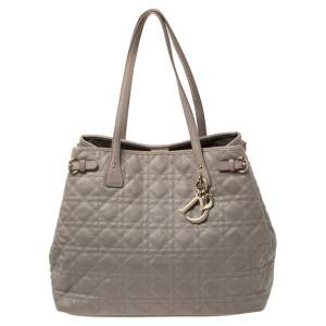 Pre Owned حقيبة يد ديور "باناريا" متوسطة كانفاس مقوى كاناج رصاصي