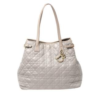 مملوكة مسبقًا Dior Grey Cannage Coated Canvas Medium Panarea Tote