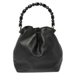Pre Owned Dior Black Leather Beaded Top Handle Bag
