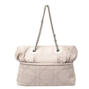 Dior Light Grey Cannage Leather Granville Chain Link Tote