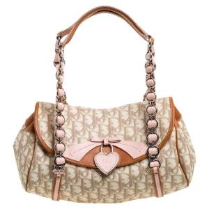 Pre Owned Dior Multicolor Monogram Coated Canvas and Leather Romantique Trotter Flap Bag