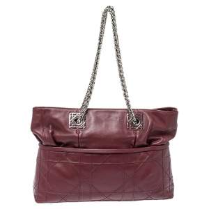 Dior Burgundy Cannage Leather Granville Chain Link Tote