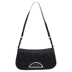 Pre Owned Dior Black Denim Malice Shoulder Bag