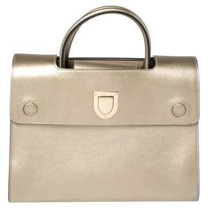 Pre Owned Dior Metallic Gold Leather Medium Diorever Bag