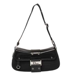 Pre Owned Dior Black Leather And Canvas Street Chic Shoulder Bag