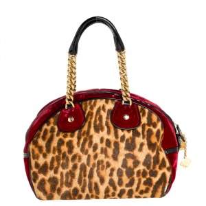 Pre Owned Dior Multicolor Leopard Print Calfhair, Velvet and Patent Leather Gambler Dice Bag