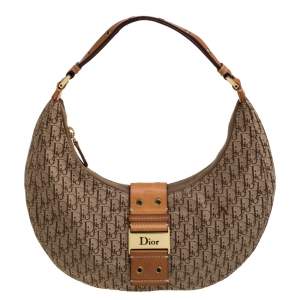 Pre Owned Dior Beige/Brown Oblique Canvas and Leather Street Chic Hobo 