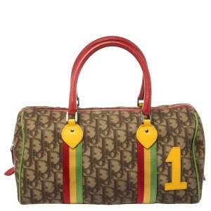 مملوكة مسبقًا Dior Multicolor Oblique Coated Canvas and Leather Rasta Boston Bag