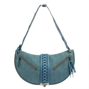 مملوكة مسبقًا Dior Blue Denim and Leather Admit It Hobo