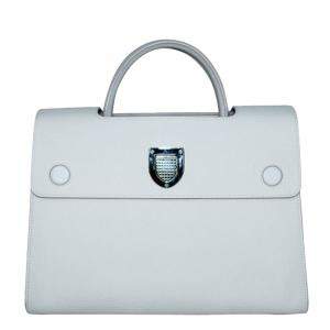 Pre Owned Dior White Leather Diorever Medium Top Handle Bag 