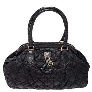 مملوكة مسبقًا Dior Black Cannage Nylon and Leather Charming Doctor Bag