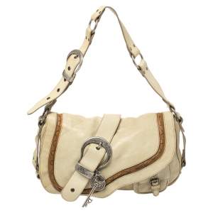 Pre Owned Dior Pale Green Gaucho Leather Large Double Saddle Shoulder Bag