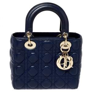 مملوكة مسبقًا Dior Blue Cannage Leather Small My Lady Dior Tote