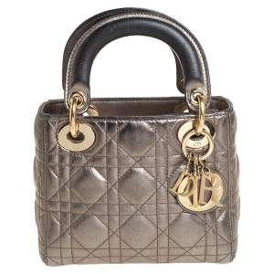 مملوكة مسبقًا Dior Metallic Cannage Leather Mini Lady Dior Tote
