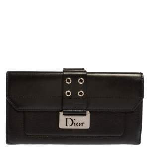 Dior Black Leather Street Chic Continental Wallet