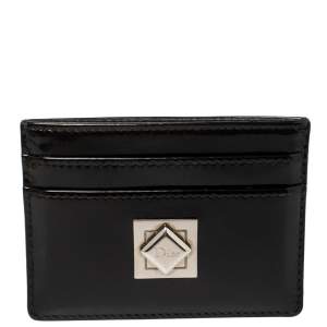 Pre Owned Dior Black Patent Leather Turn Me Dior Card Holder