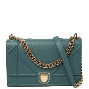 Pre Owned Dior Blue Leather Medium Diorama Flap Shoulder Bag