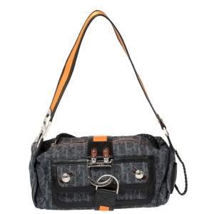 Pre Owned Dior Tri Color Oblique Denim Flight Shoulder Bag
