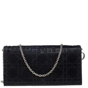 مملوكة مسبقًا Dior Black Satin Crystal Embellished Clutch