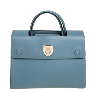 Pre Owned Dior Blue Leather Medium Diorever Tote