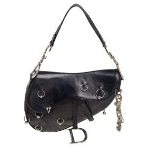Pre Owned Dior Black Leather Saddle Piercing Bag