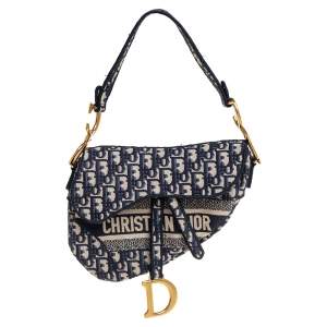 Pre Owned Dior Blue Diorissimo Canvas Saddle Shoulder Bag