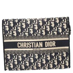 مملوكة مسبقًا Dior Blue/Beige Oblique Canvas Pouch