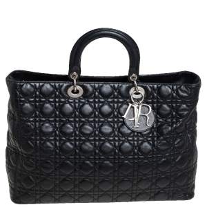 مملوكة مسبقًا Dior Black Quilted Leather Soft Lady Dior Tote