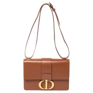Pre Owned Dior Brown Leather Montaigne 30 Flap Shoulder Bag