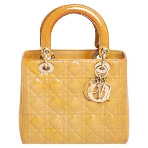 Pre Owned حقيبة يد توتس ديور ليدي ديور متوسطة جلد كاناج مسترد 