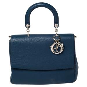 Dior Blue Leather Large Be Dior Flap Top Handle Bag